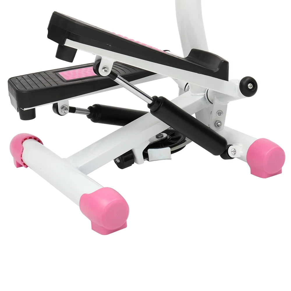 Compact Aerobic Stepper with Handle for Stair Climbing and Twisting Exercises, Pink