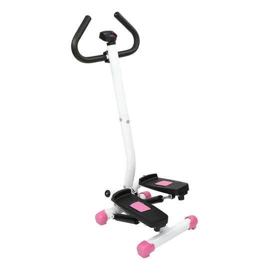 Compact Aerobic Stepper with Handle for Stair Climbing and Twisting Exercises, Pink